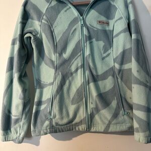Columbia Mint and Gray Patterned Fleece Jacket